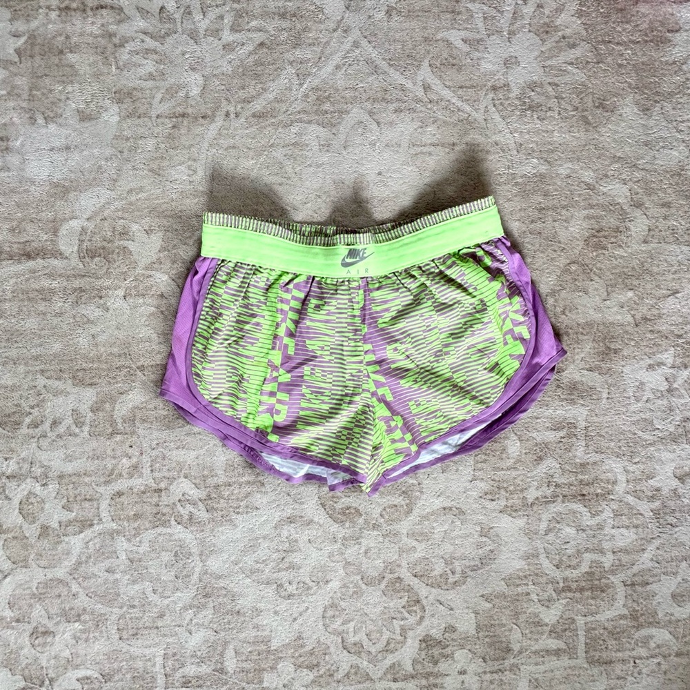 Nike Air Dri-FIT Tempo Running Shorts XL Purple Lime Green Geometric Logo